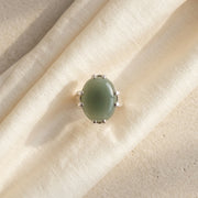Green Jade Silver Men's Statement Ring